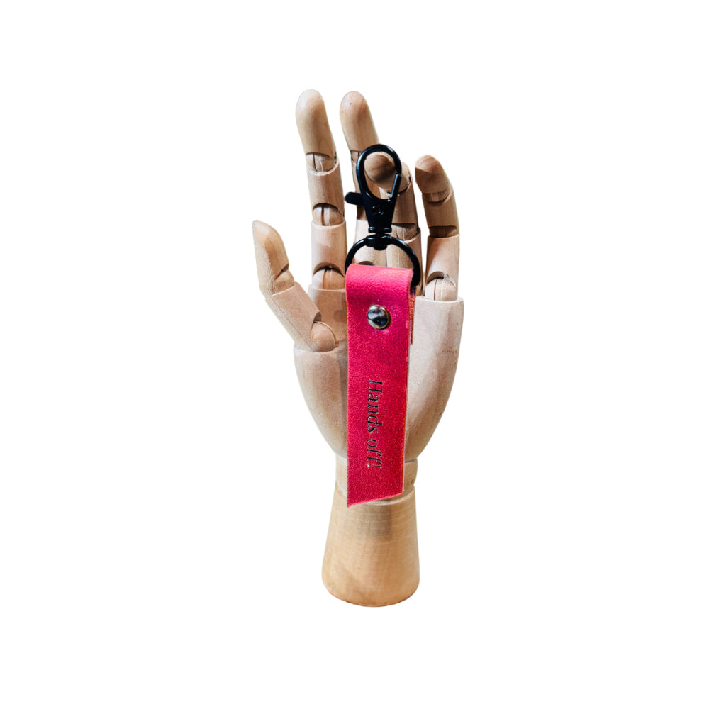 Leather Keyring - "Hands Off"