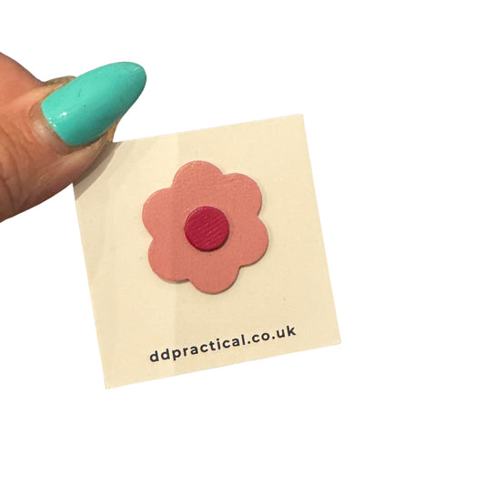 Leather Pin Badge - Flower