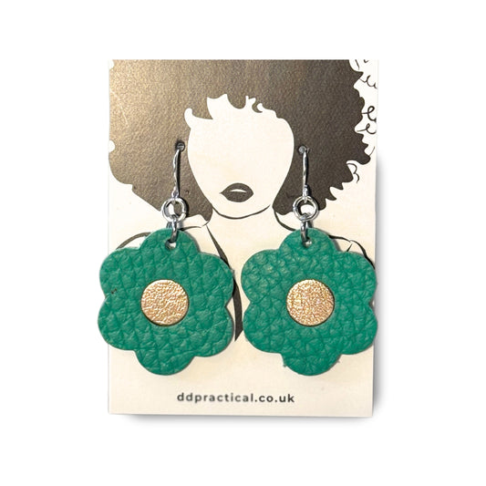 Leather Earrings - Flowers