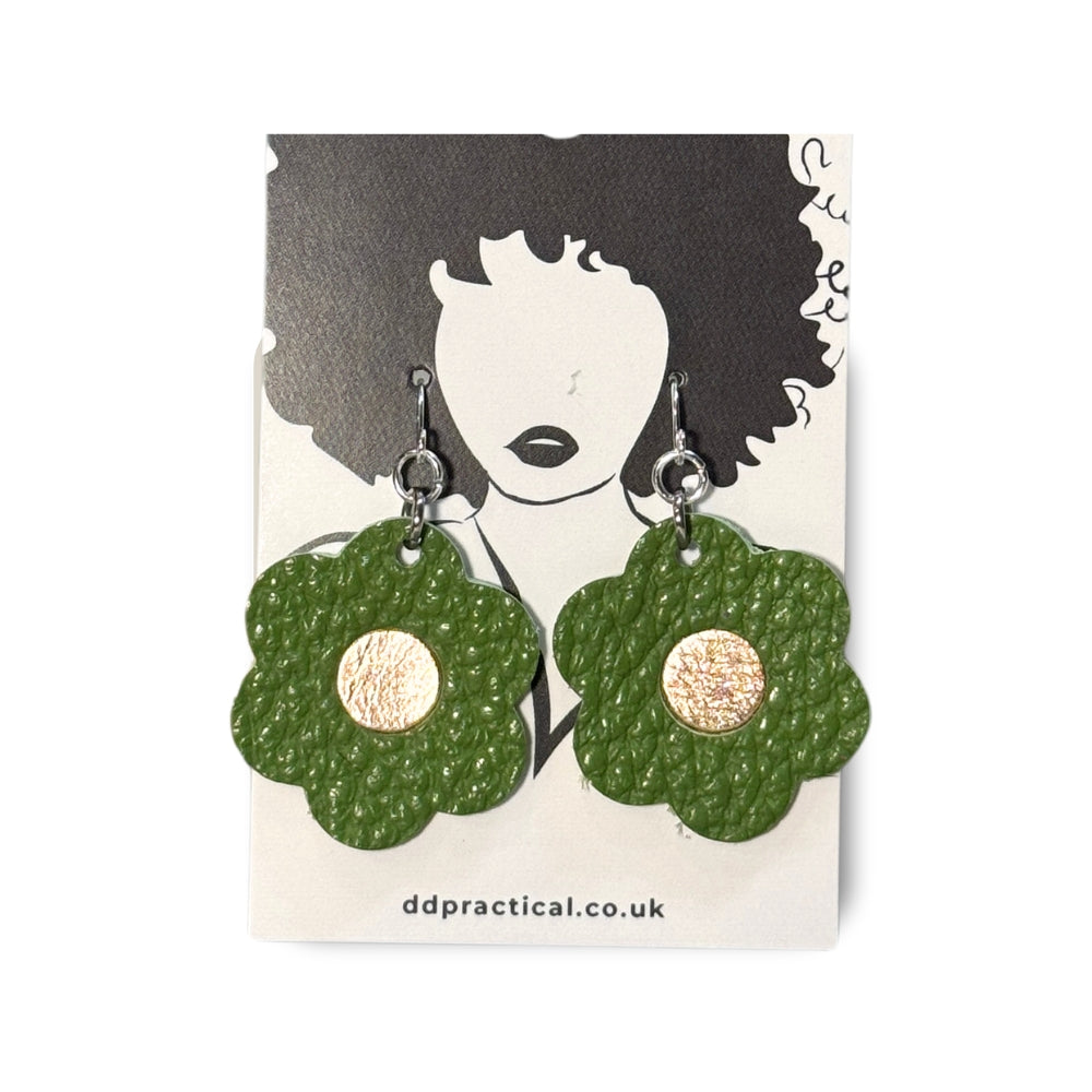 Leather Earrings - Flowers