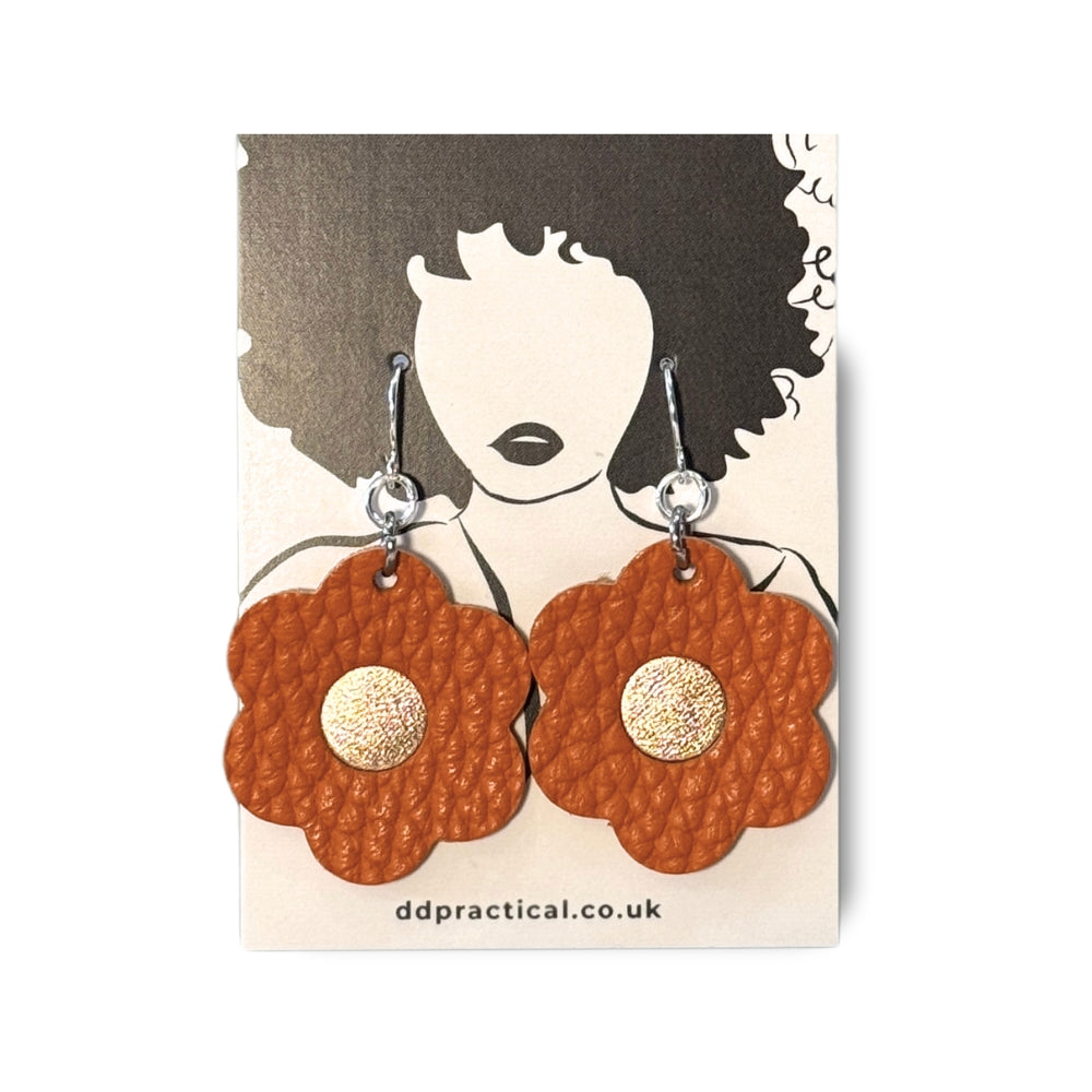 Leather Earrings - Flowers