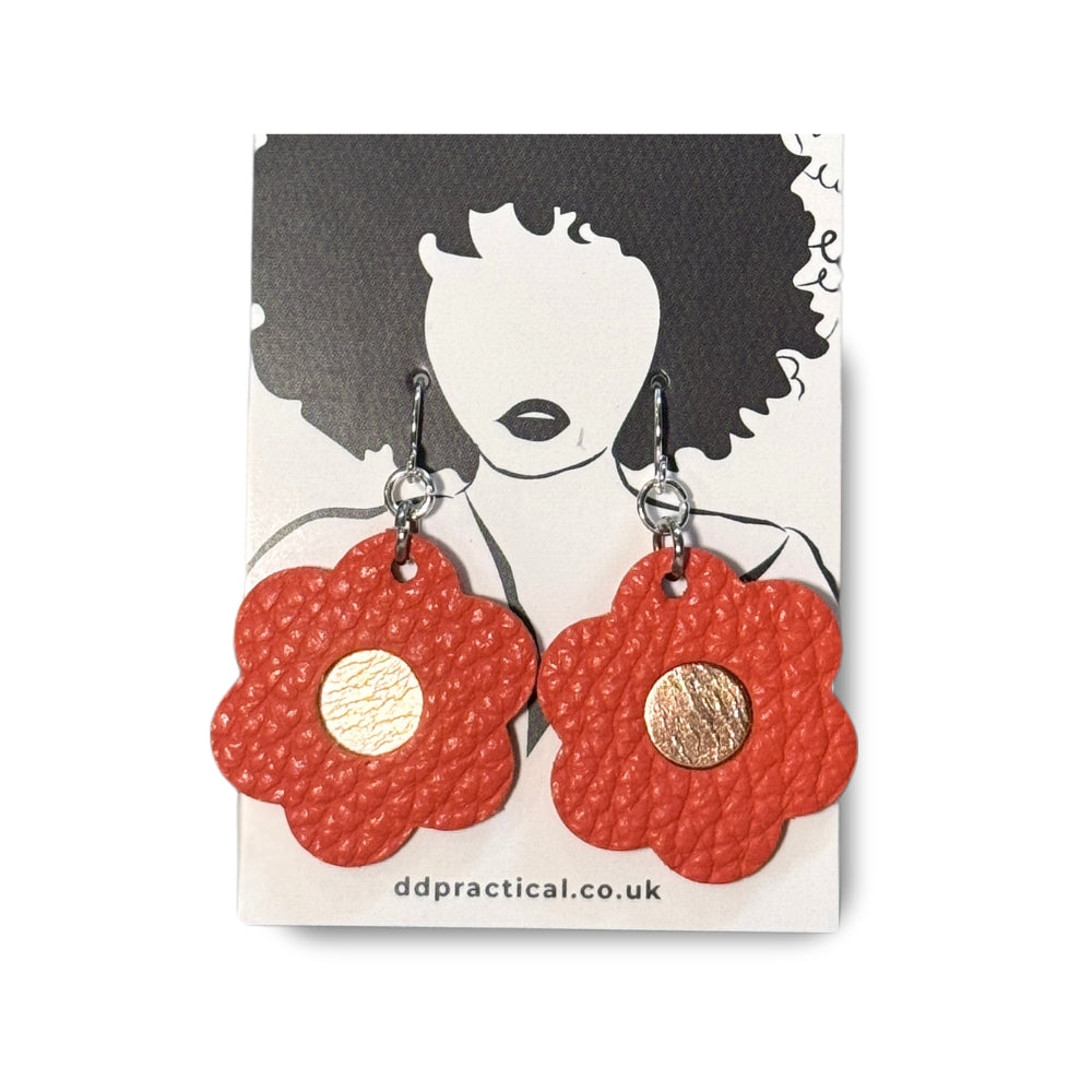 Leather Earrings - Flowers