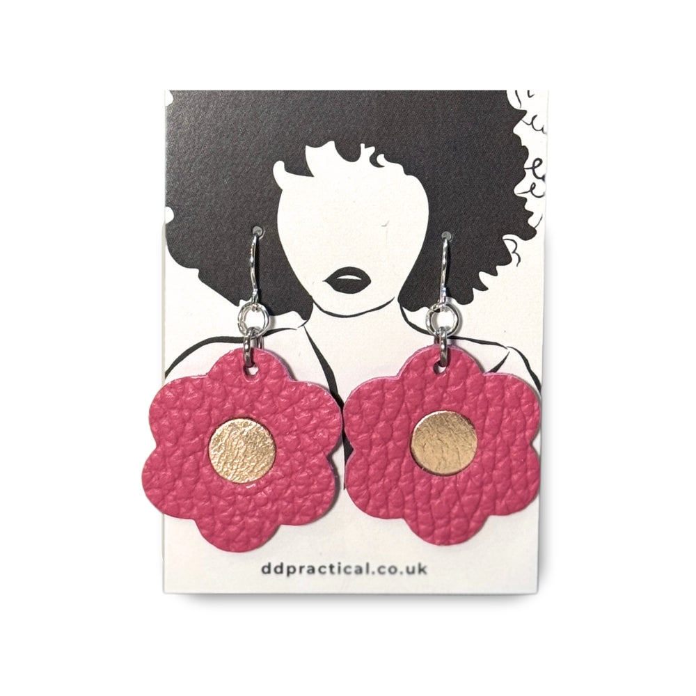 Leather Earrings - Flowers