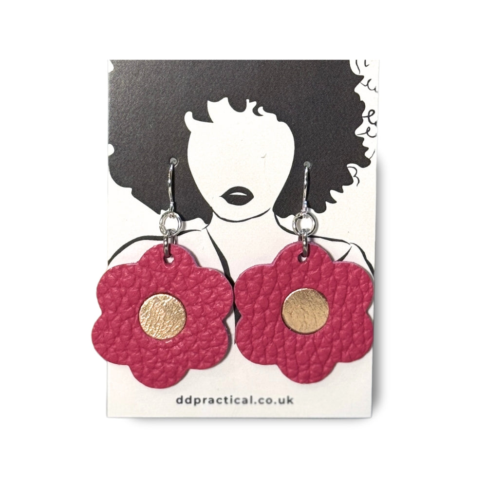 Leather Earrings - Flowers