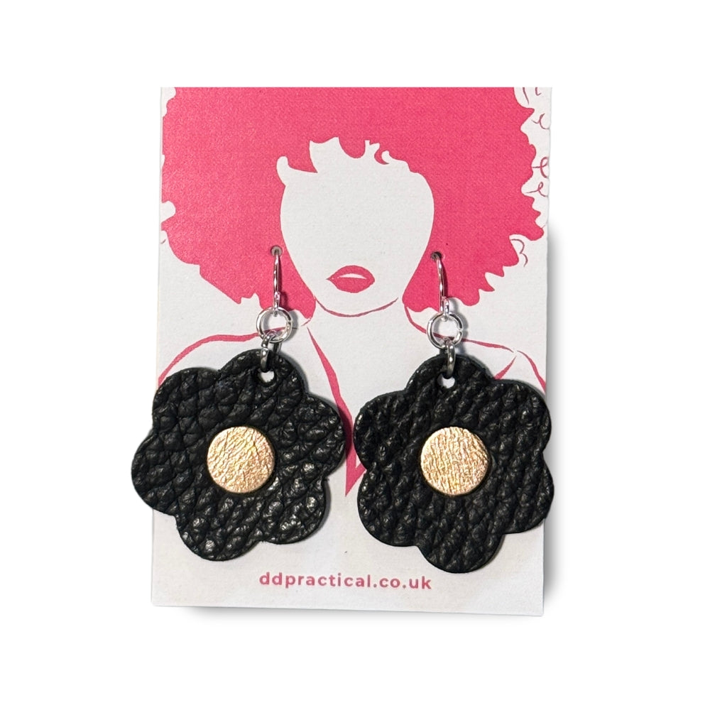 Leather Earrings - Flowers
