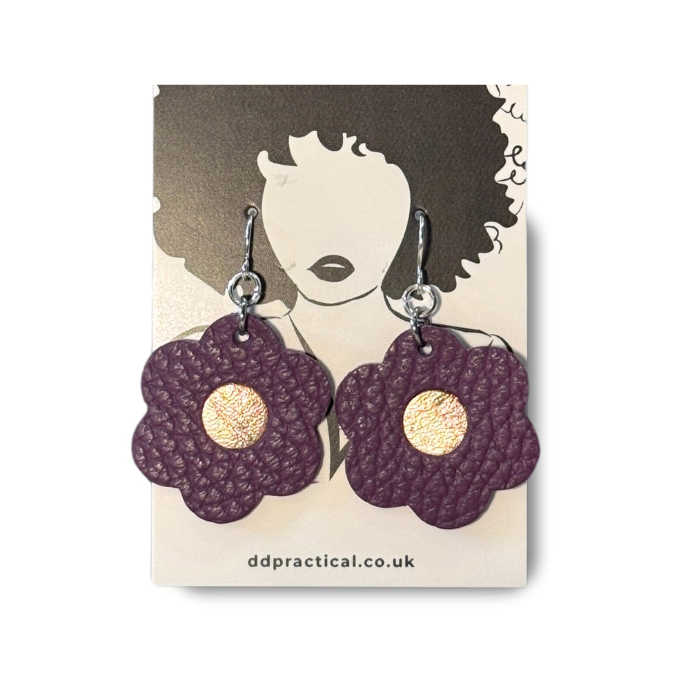 Leather Earrings - Flowers