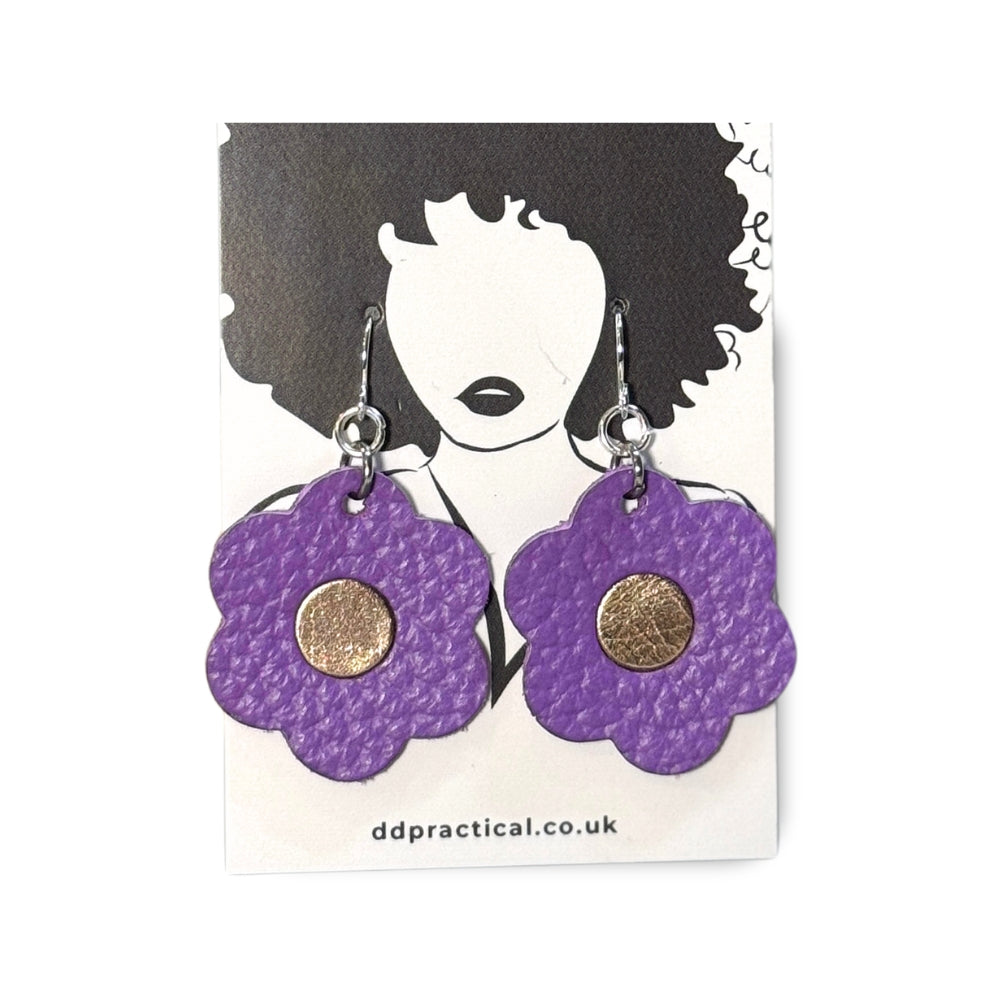 Leather Earrings - Flowers