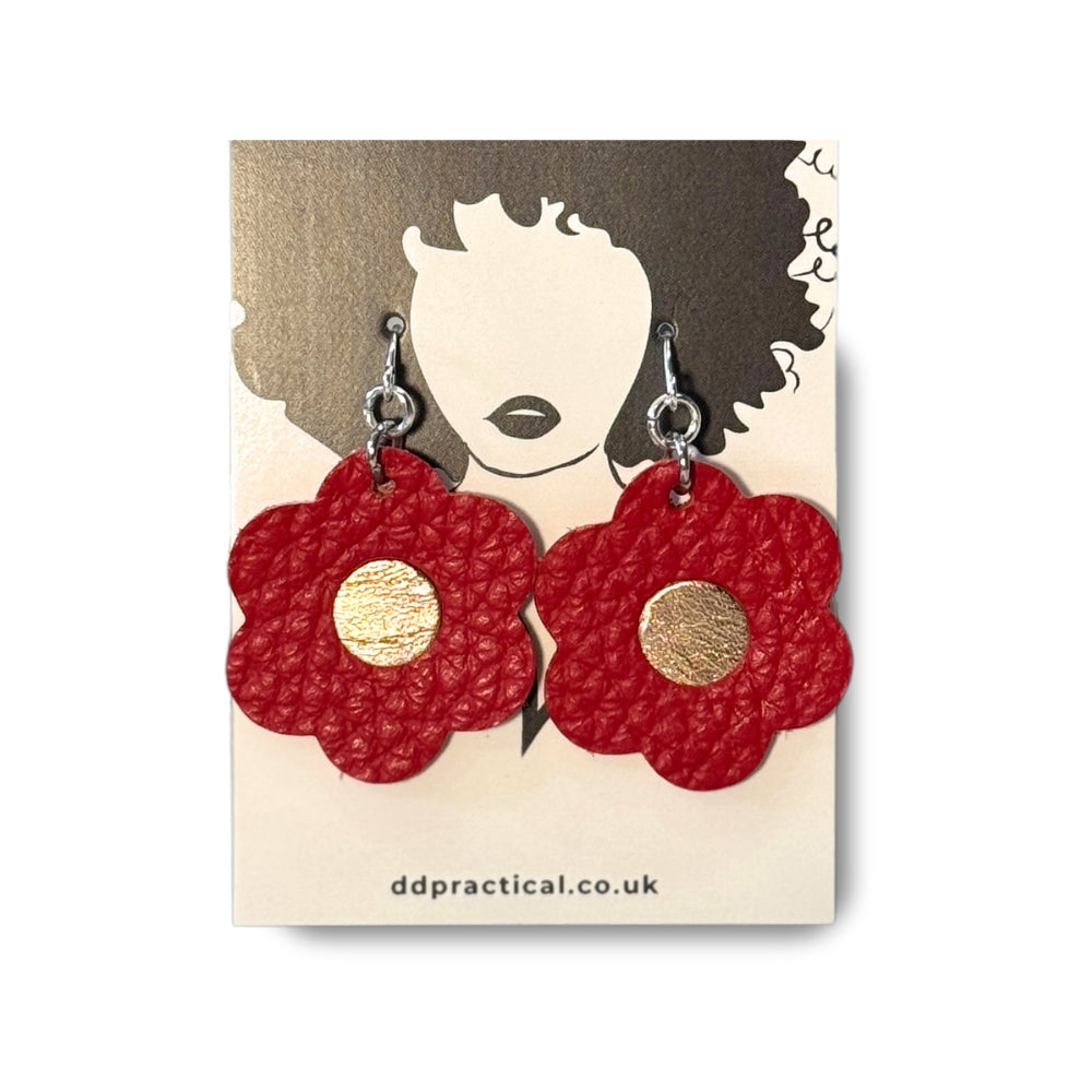 Leather Earrings - Flowers