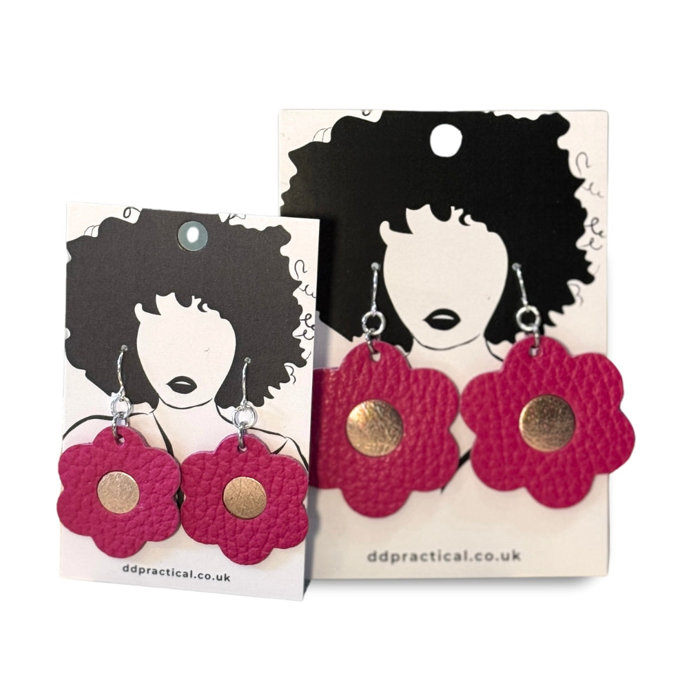 Leather Earrings - Flowers