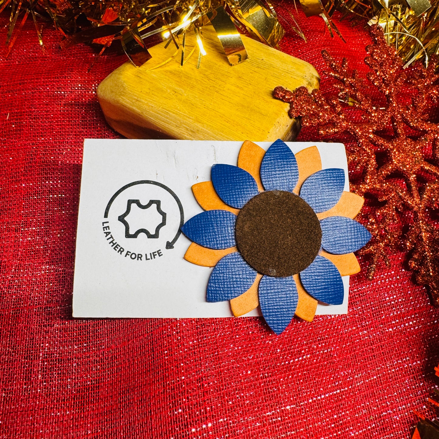Leather Pin Badge - Sunflower
