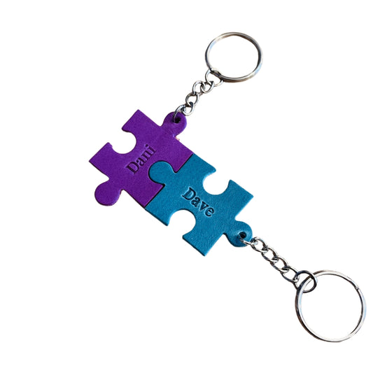 Leather Keyring - Jigsaw