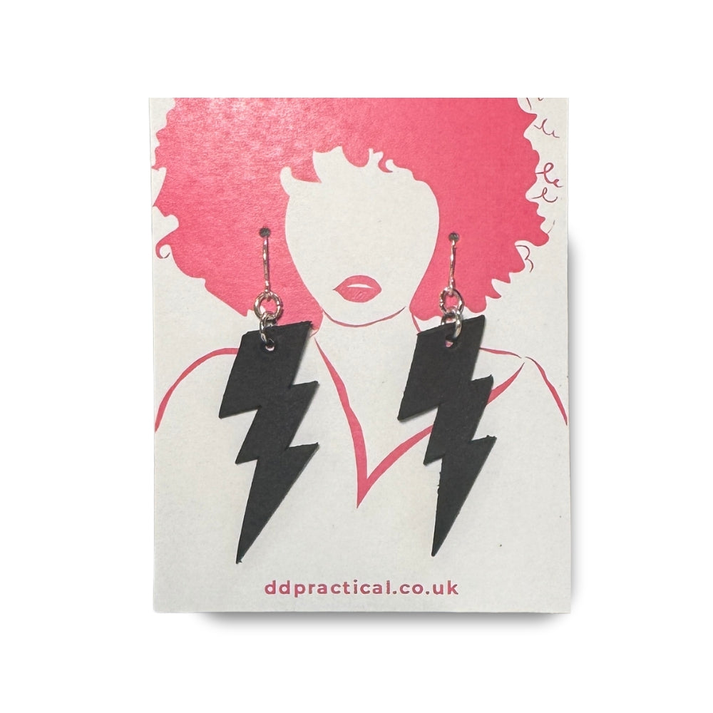 Leather Earrings - Lightning