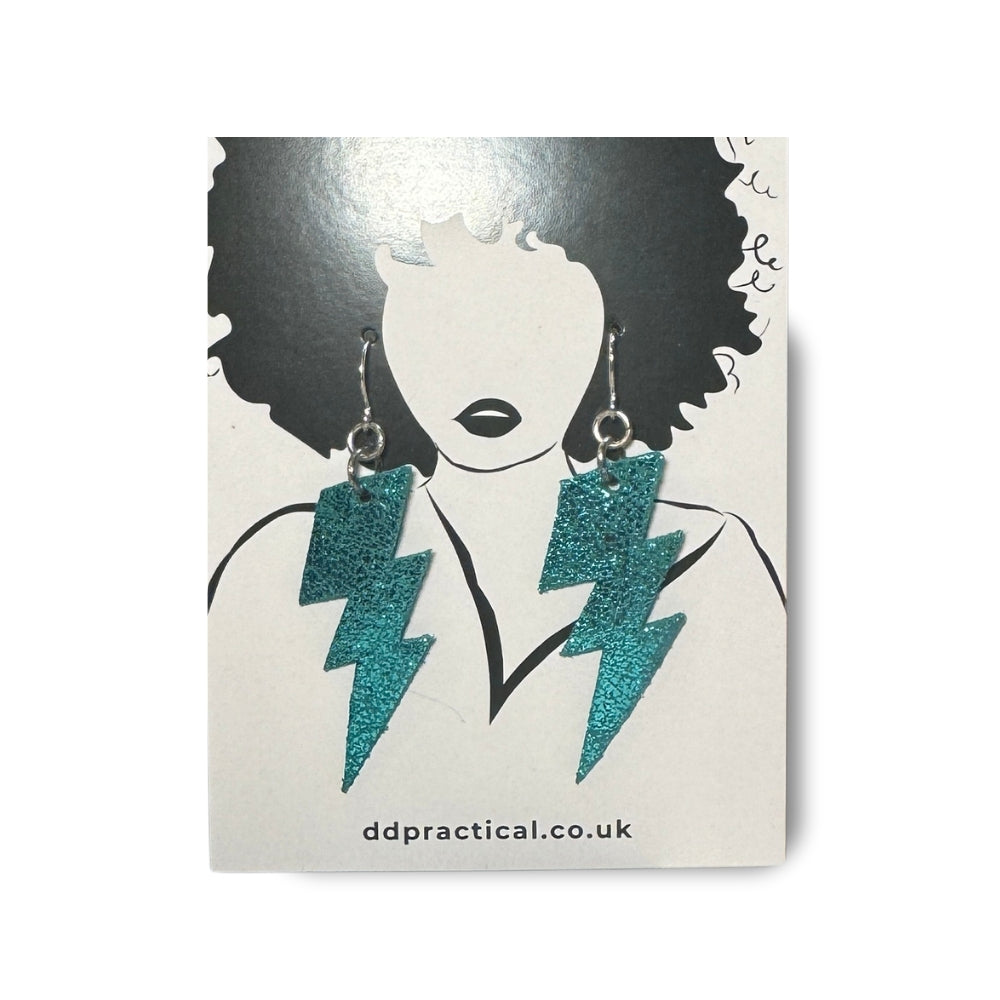 Leather Earrings - Lightning