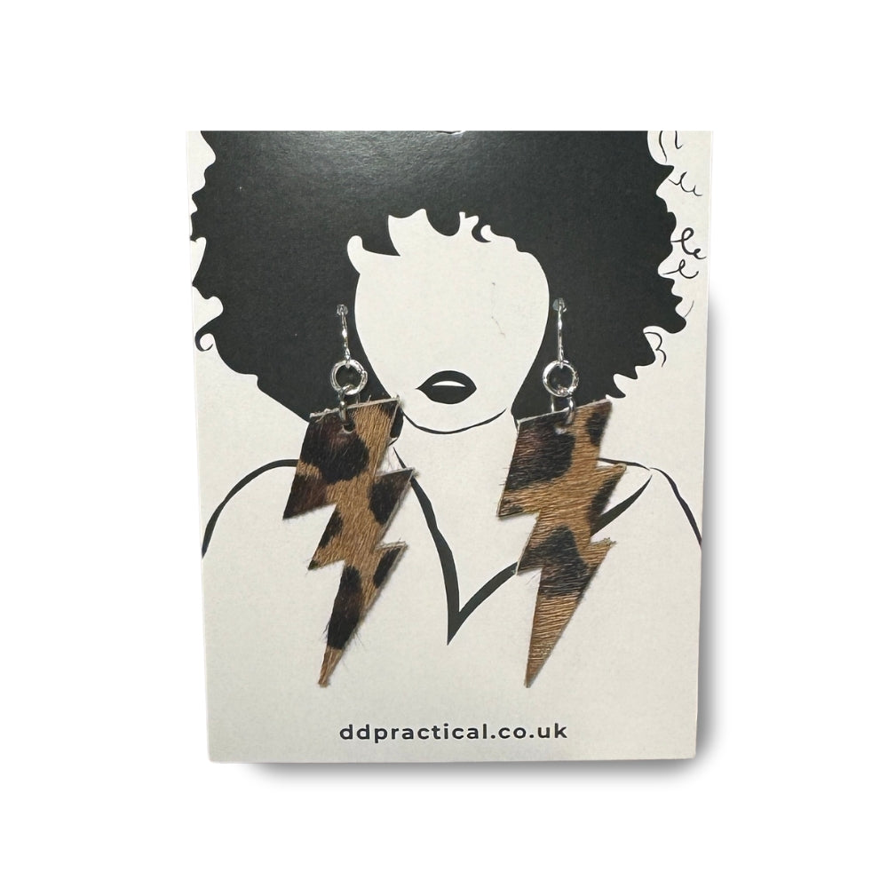 Leather Earrings - Lightning