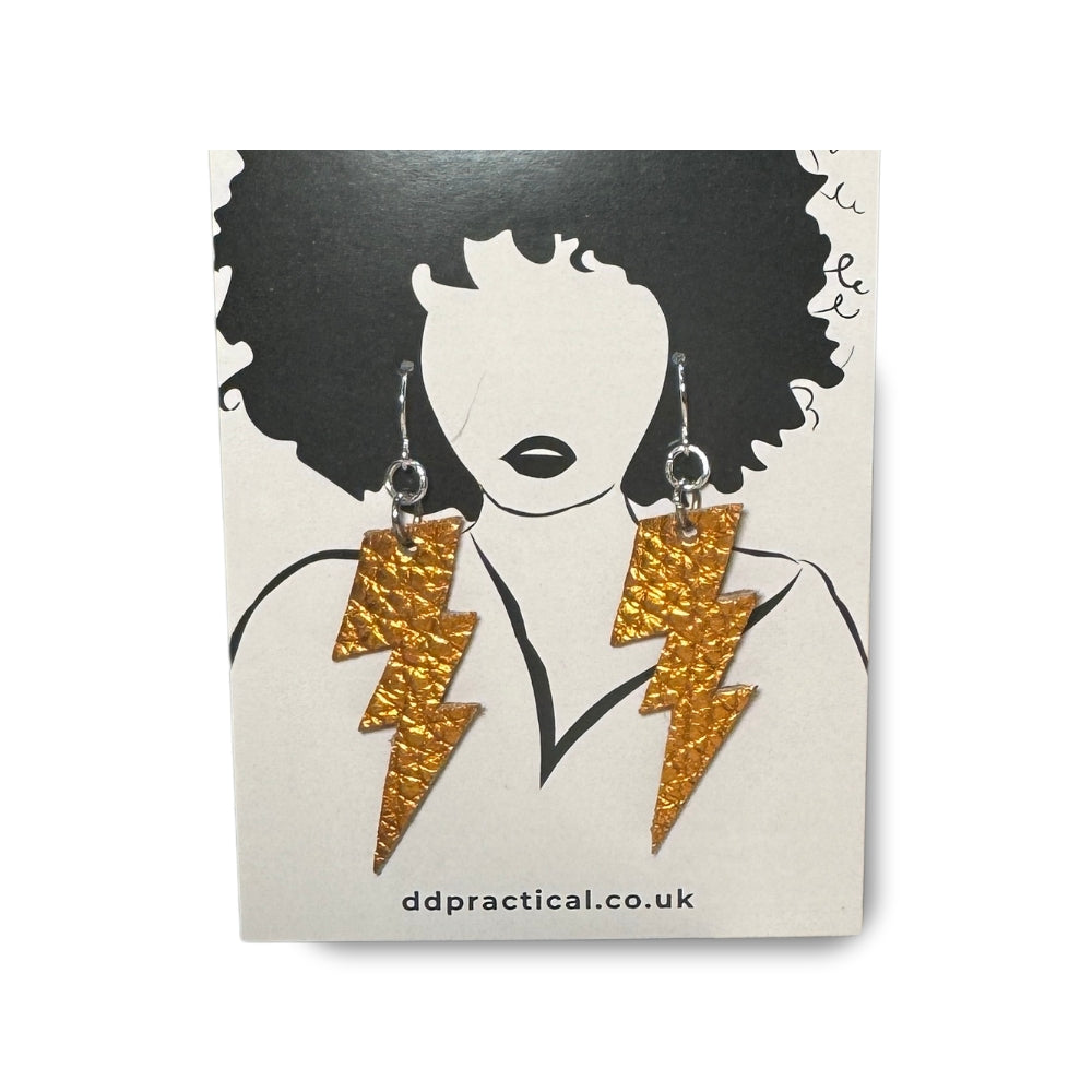 Leather Earrings - Lightning