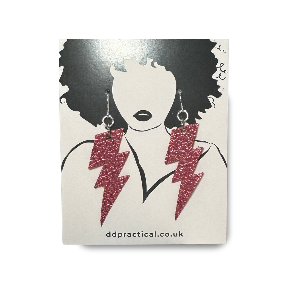 Leather Earrings - Lightning