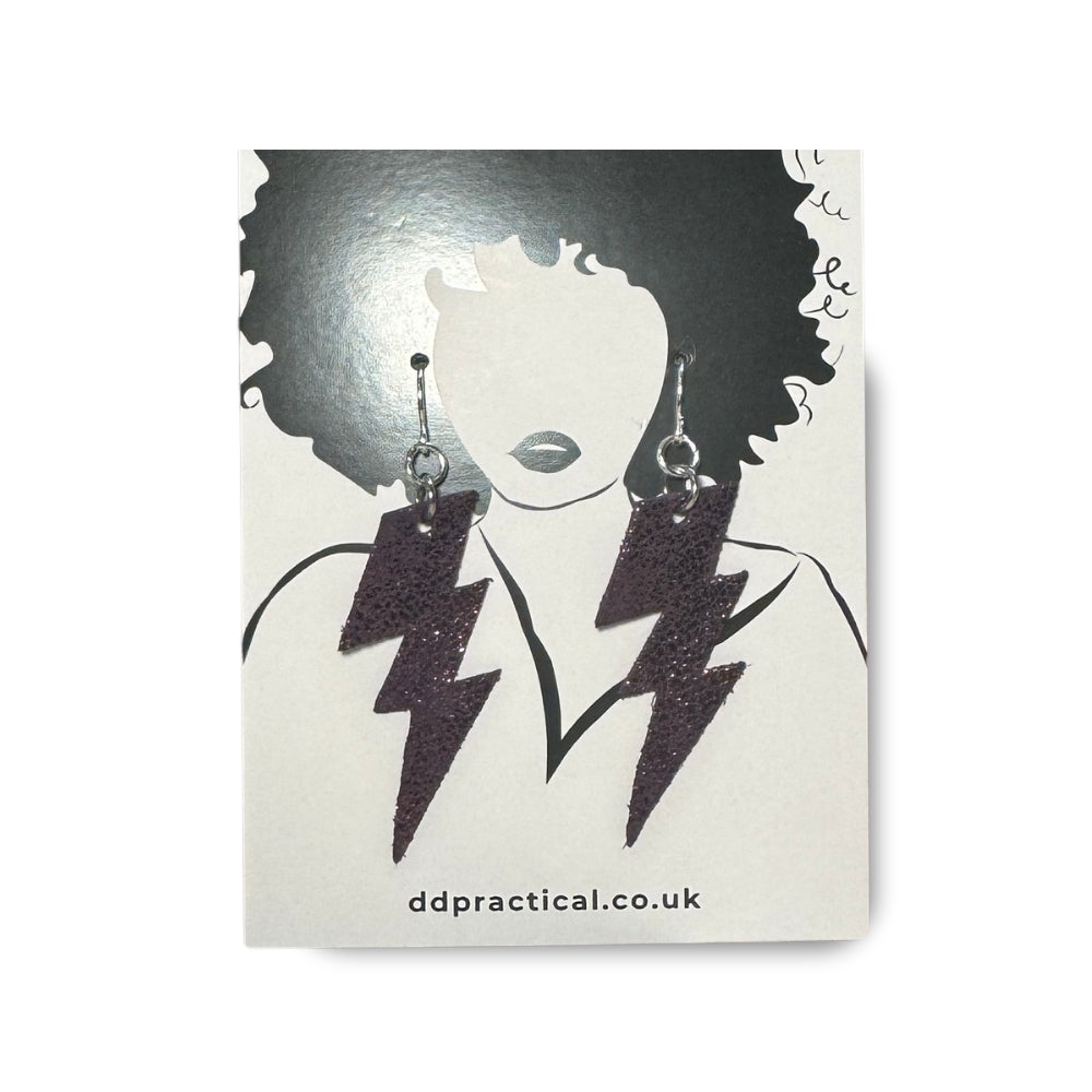 Leather Earrings - Lightning