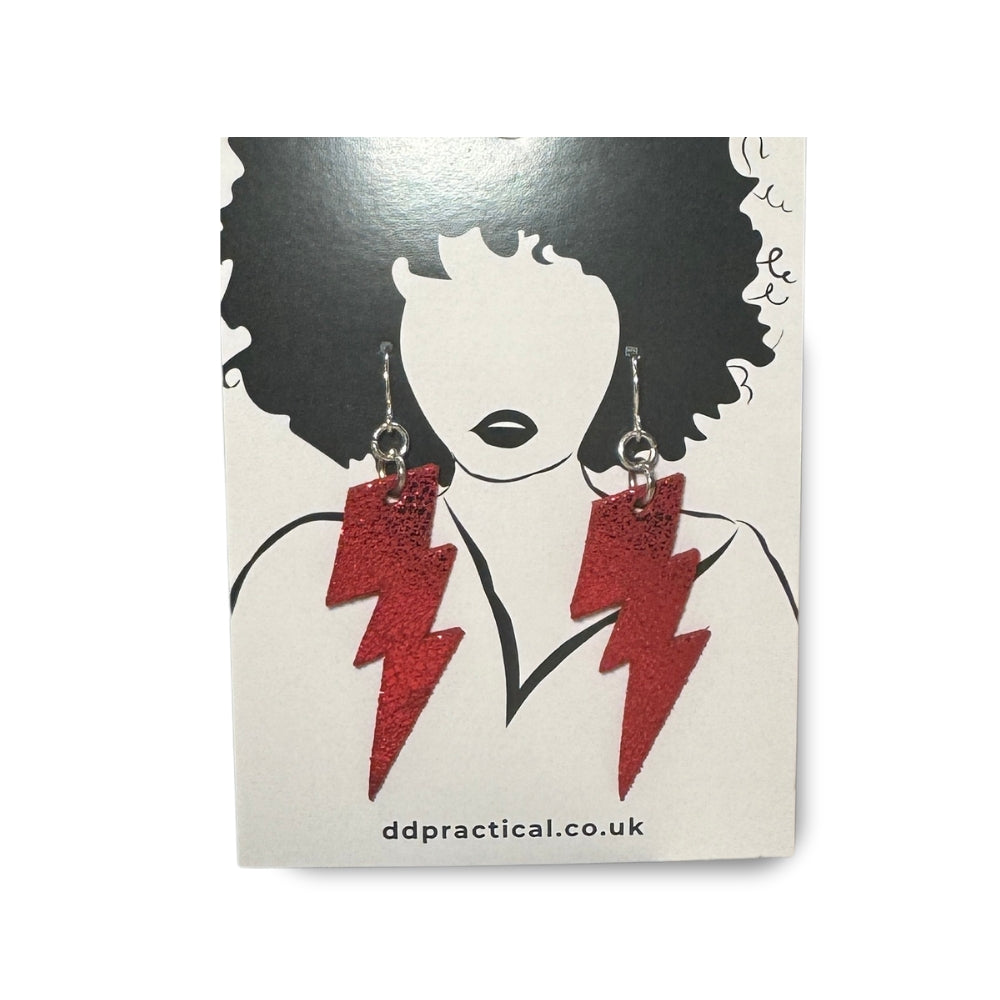 Leather Earrings - Lightning