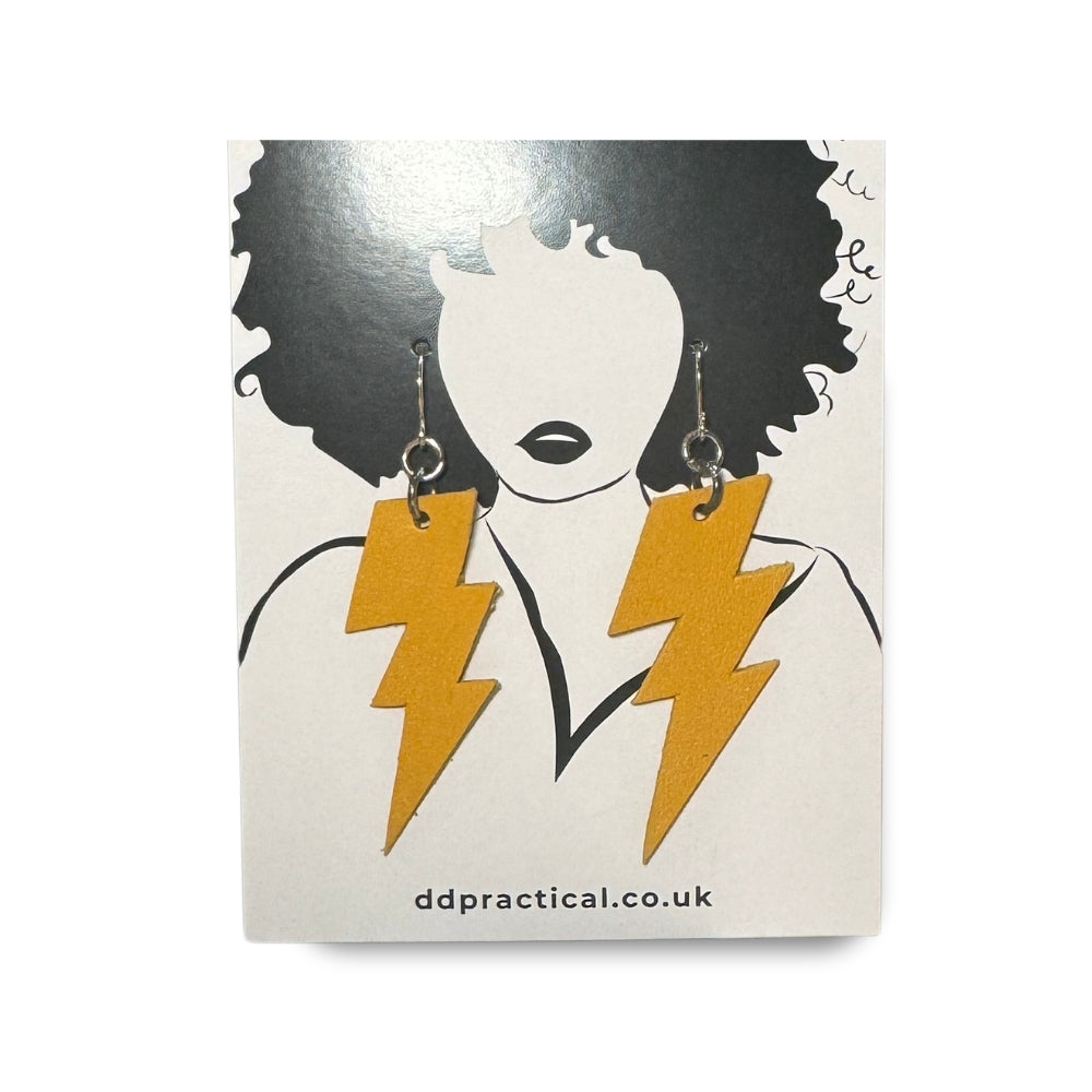Leather Earrings - Lightning