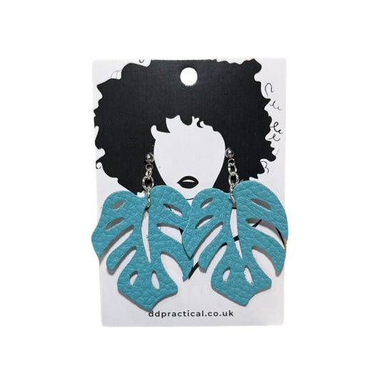 Leather Earrings - Monstera