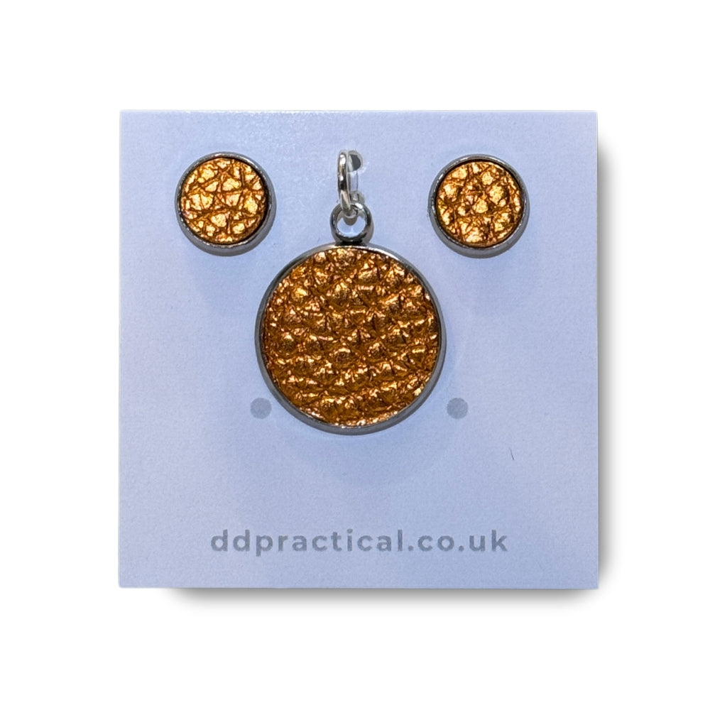 Leather Studs & Pendant Set