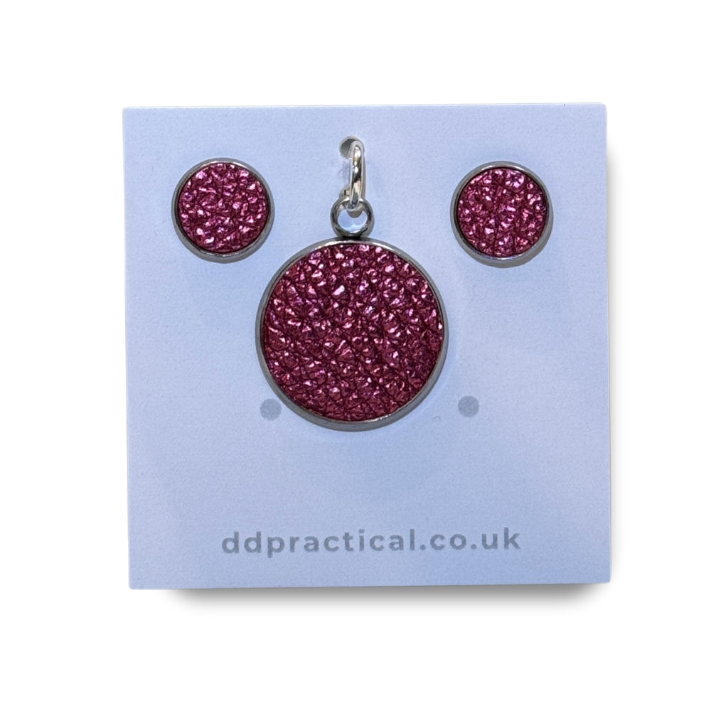 Leather Studs & Pendant Set