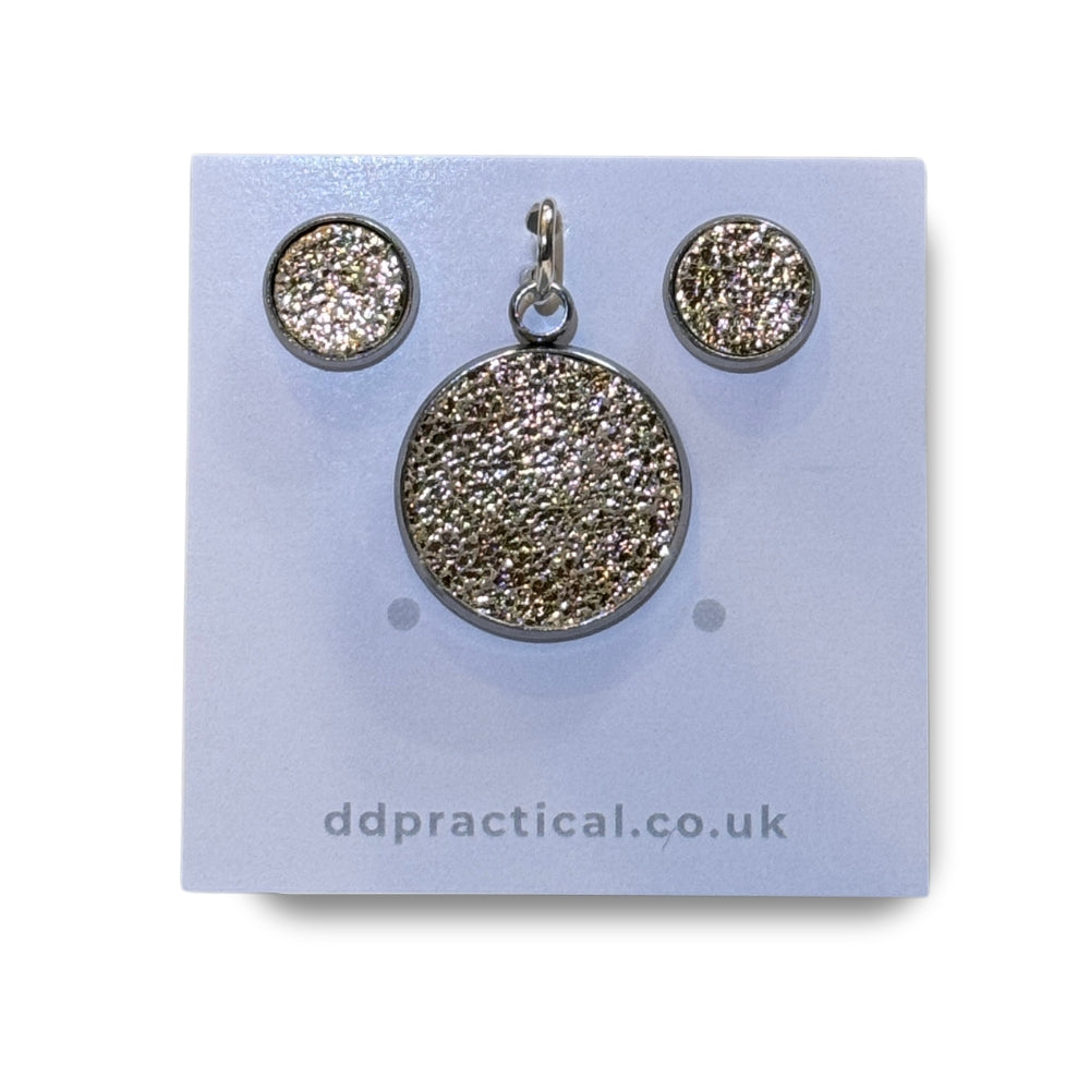 Leather Studs & Pendant Set