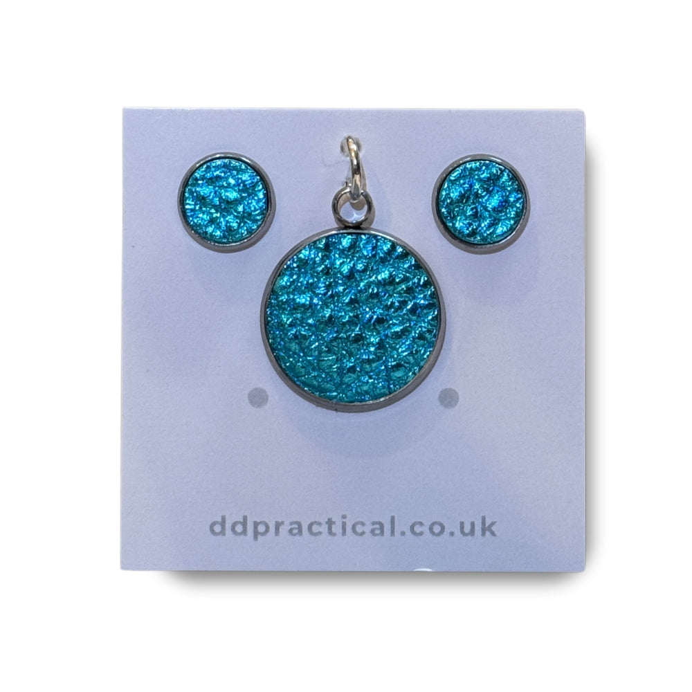 Leather Studs & Pendant Set