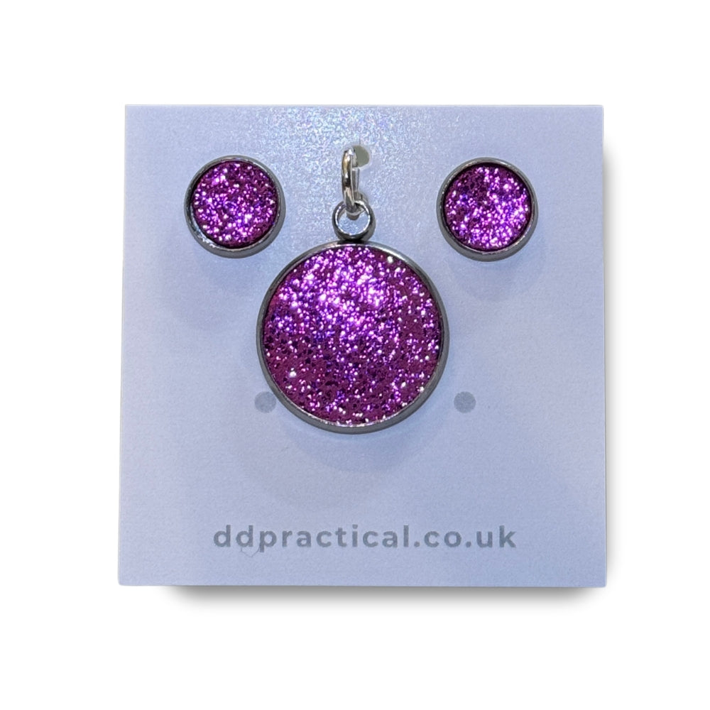 Leather Studs & Pendant Set