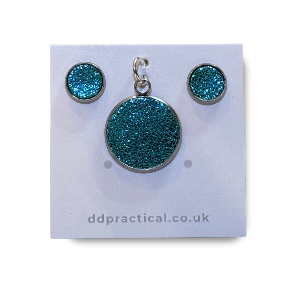 Leather Studs & Pendant Set