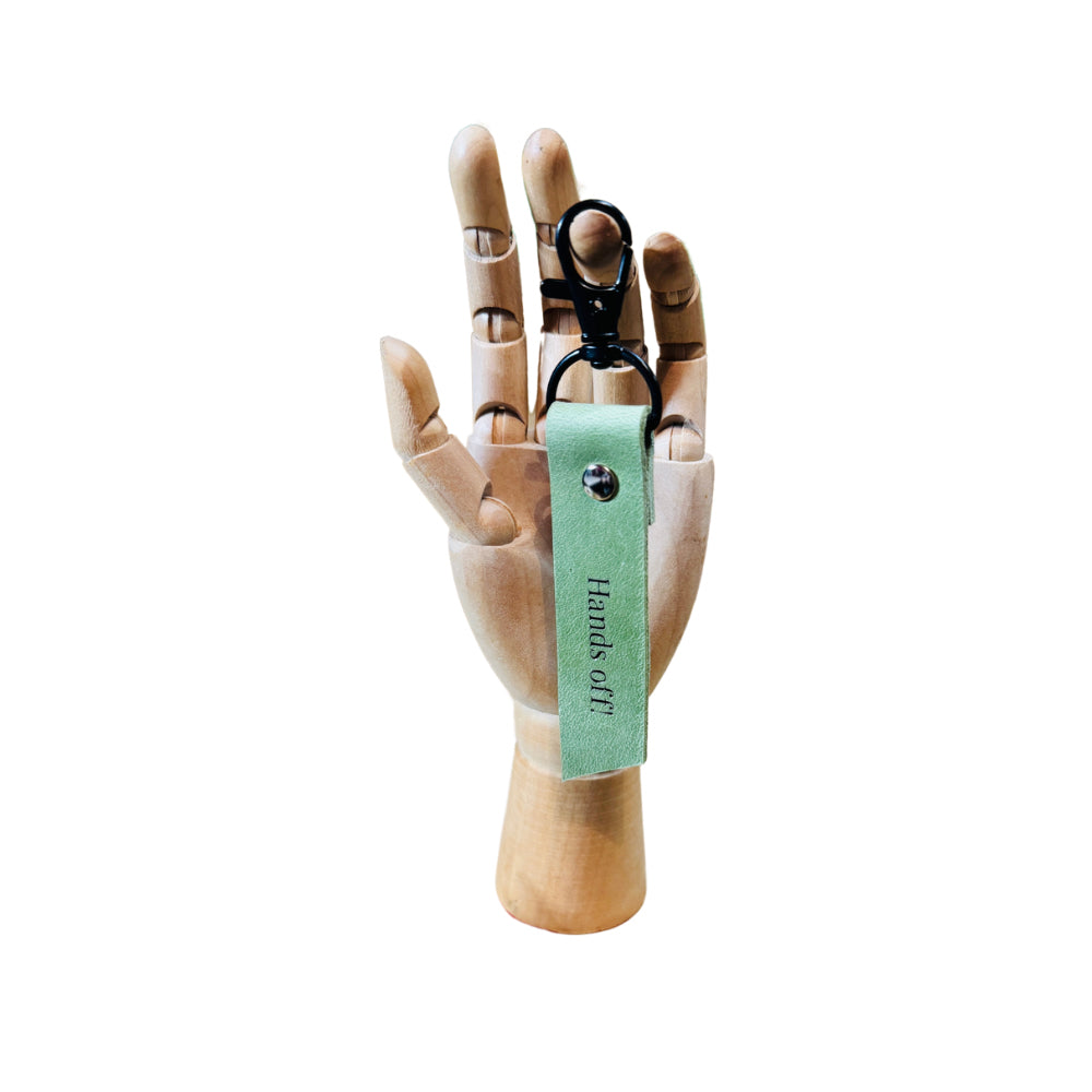 Leather Keyring - "Hands Off"