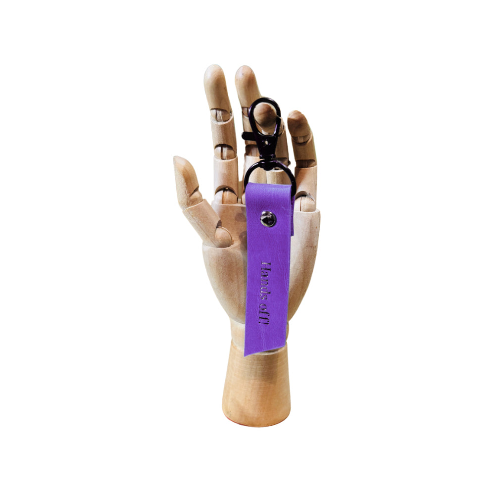 Leather Keyring - "Hands Off"