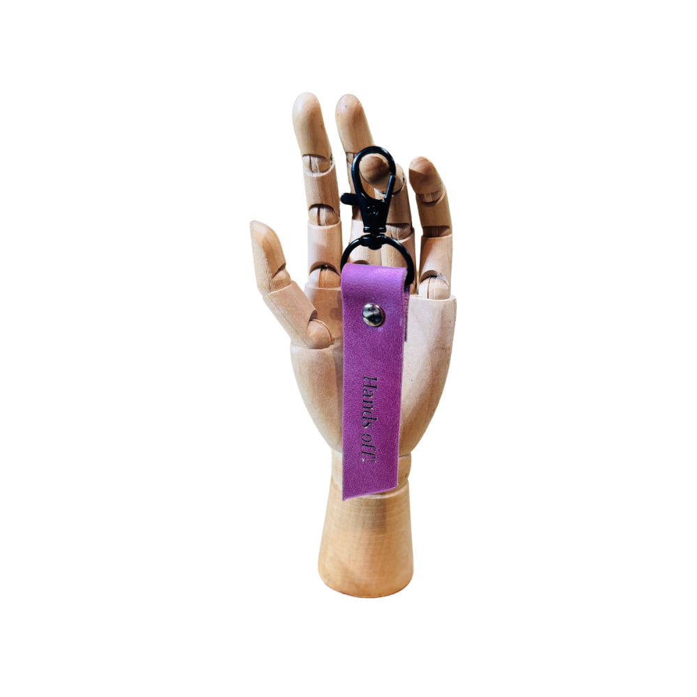 Leather Keyring - "Hands Off"