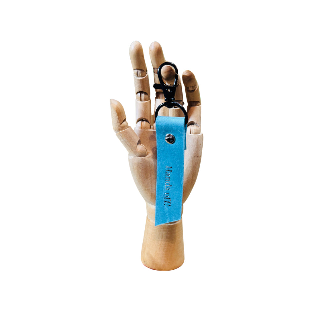 Leather Keyring - "Hands Off"