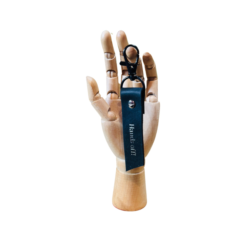 Leather Keyring - "Hands Off"