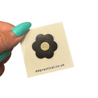 Leather Pin Badge - Flower