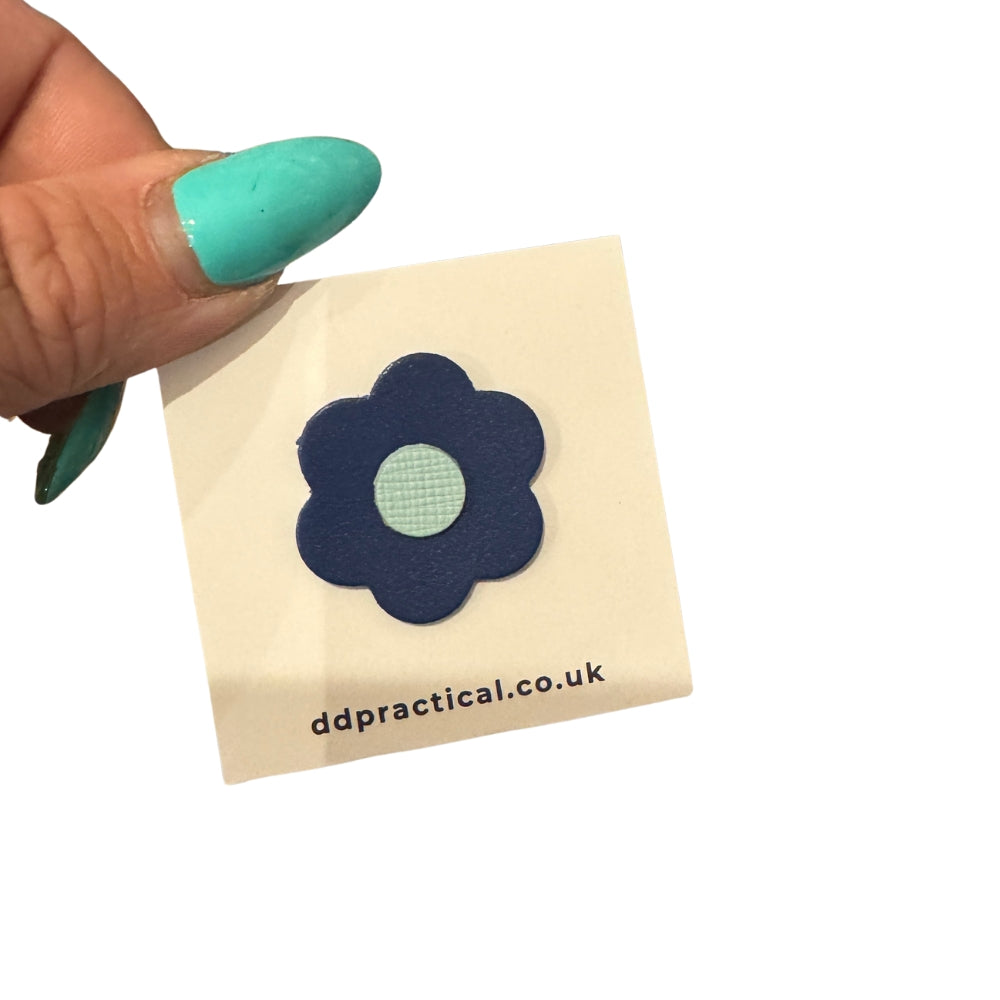 Leather Pin Badge - Flower