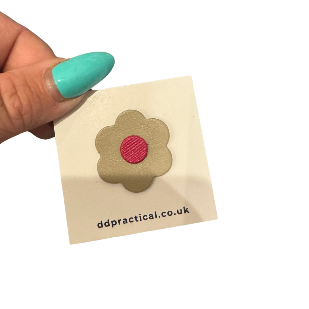 Leather Pin Badge - Flower