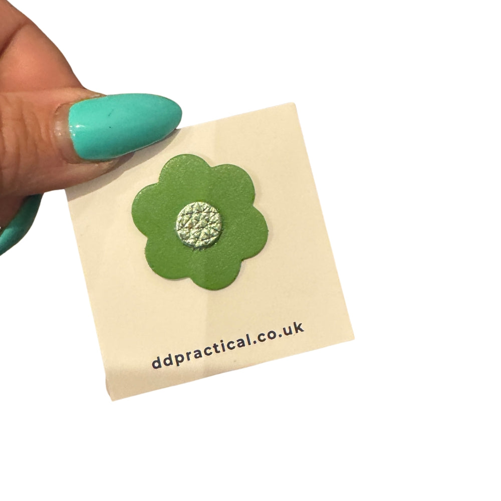 Leather Pin Badge - Flower
