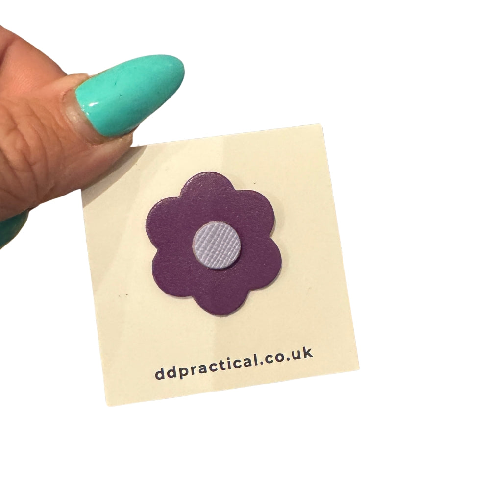 Leather Pin Badge - Flower
