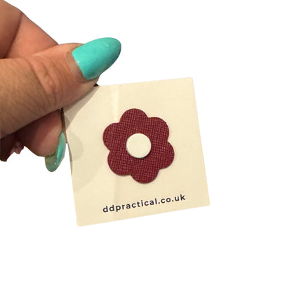 Leather Pin Badge - Flower