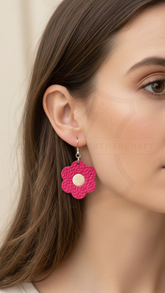 Leather Flower Earrings