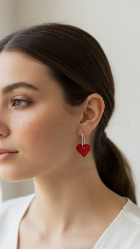 Leather Heart Earrings