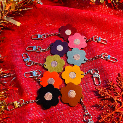 Leather Keyring - Daisy