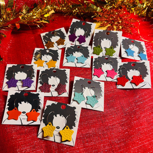 Leather Earrings - Stars