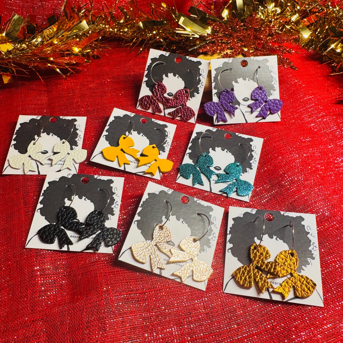 Leather Earrings - Tiny Bows