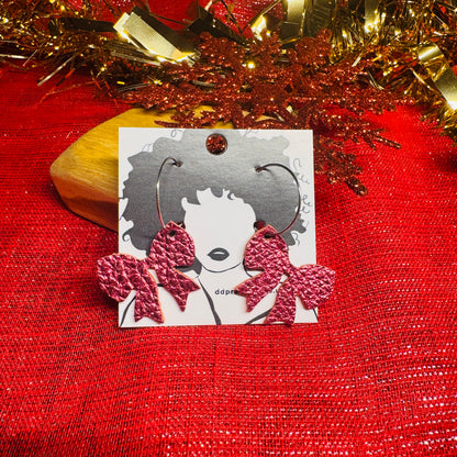 Leather Earrings - Tiny Bows