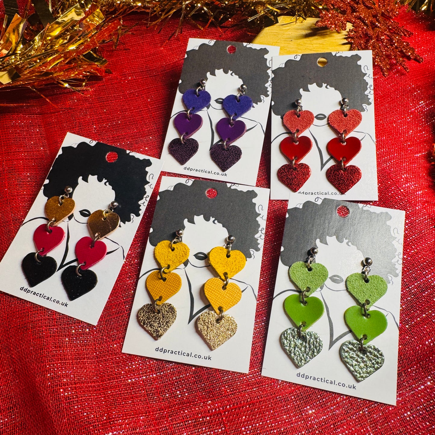 Leather Earrings - Hearts