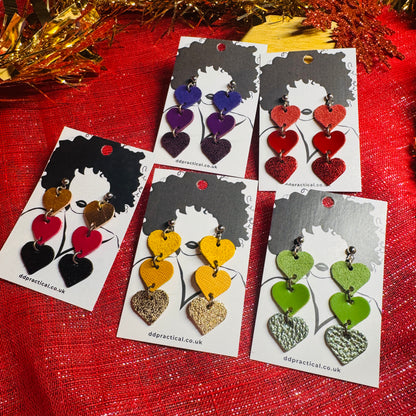 Leather Earrings - Hearts