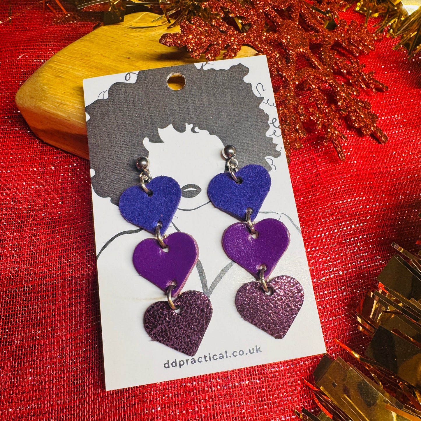 Leather Earrings - Hearts